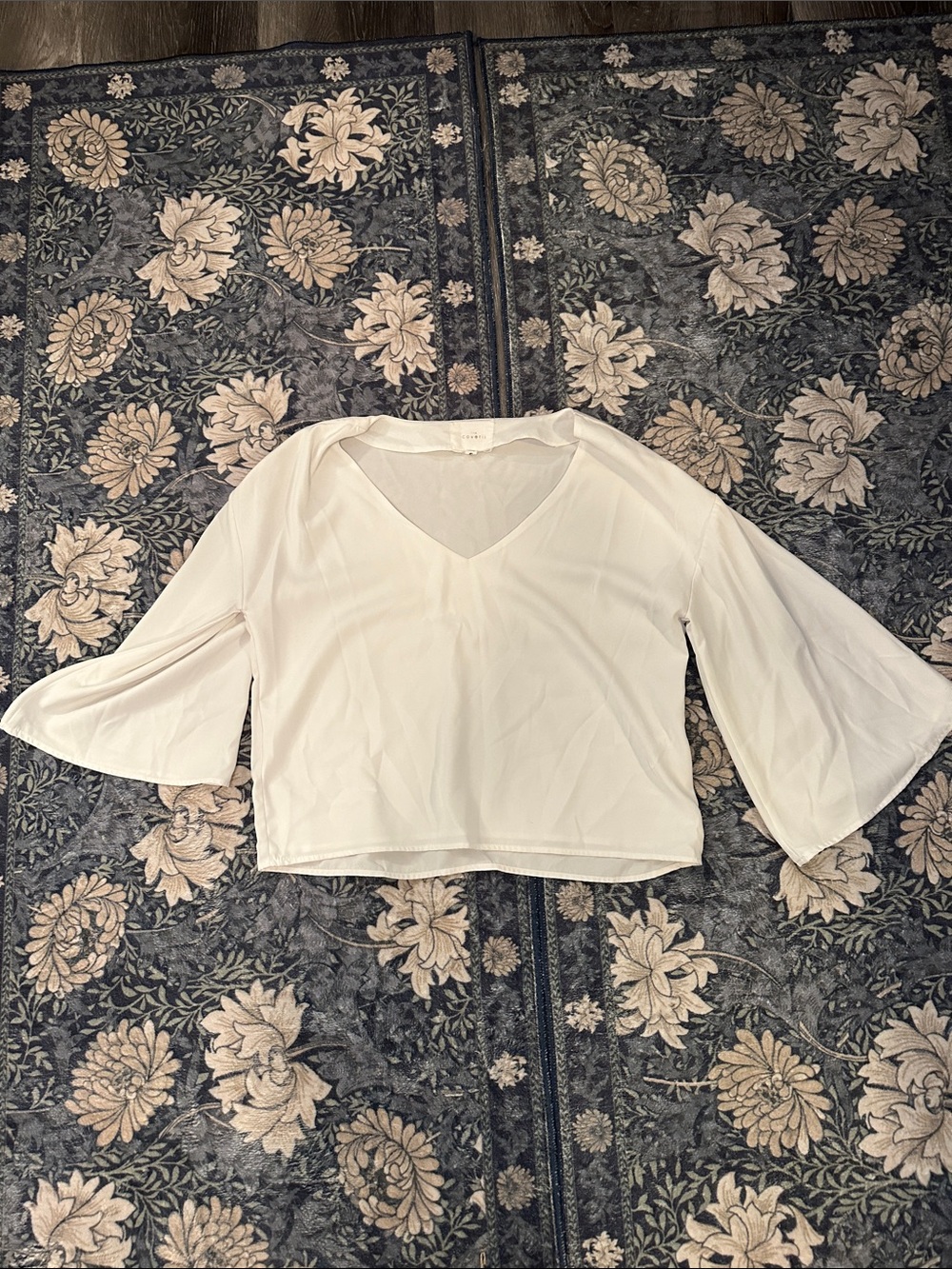 V-Neck Bell Sleeve Blouse in Ivory